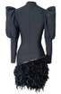 Puff Long Sleeve Feather Dress Black