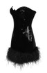 Strapless Bustier Feather Sequin Dress Black