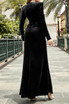 Long Sleeve Sequin Detail Maxi Velvet Dress Black