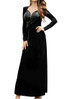 Long Sleeve Sequin Detail Maxi Velvet Dress Black