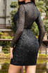 Long Sleeve Sequin Dress Black