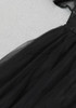 Ruffle Bardot Sequin Lace Maxi Dress Black