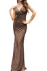 Sparkly Ruched Maxi Dress Brown