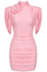 Ruched Flower Detail Dress Pink