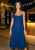 Bustier A Line Midi Dress Navy Blue