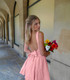 Skater Backless Bow Detail Dress Pink