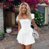 Short Sleeve Corset A Line Dress White