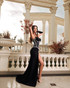 Halter Crystal Corset Maxi Velvet Dress Black