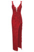 Sequin Crochet Maxi Dress Red