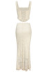 Ruched Lace Corset Two Piece Maxi Dress Ivory