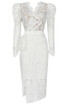 Long Sleeve Lace Midi Dress White