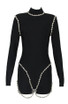 Long Sleeve Crystal Detail Jumpsuit Black