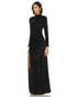 Long Sleeve Sequin Backless Maxi Dress Black