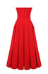 Strapless Bustier A Line Midi Dress Red