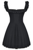 Ruffle Lace Detail A Line Dress Black