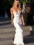 Bustier Ruffle Broderie Lace Maxi Dress White