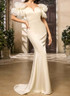 Ruffle Bardot Mermaid Maxi Dress Ivory