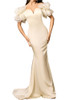 Ruffle Bardot Mermaid Maxi Dress Ivory