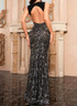 Sequin Backess Maxi Dress Black