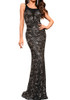 Sequin Backess Maxi Dress Black