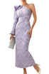 Floral One Sleeve Midi Dress Lavender
