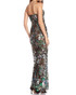 Strapless Sequin Floral Maxi Dress Green