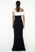 One Shoulder Draped Maxi Dress Black White