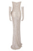 Strapless Sequin Pearl Maxi Dress Gold