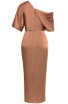 Draped Off Shoulder Maxi Dress Brown