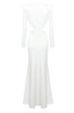 Long Sleeve Draped Maxi Dress White