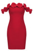 Rose Detail Bardot Dress Red