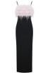 Feather Detail Strappy Back Maxi Dress Black