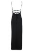 Feather Detail Strappy Back Maxi Dress Black