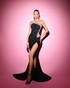 Crystal One Shoulder Mermaid Dress Black