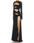 Long Sleeve Cut Out Detail Maxi Dress Black