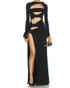 Long Sleeve Cut Out Detail Maxi Dress Black