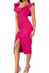 Ruffle Detail Midi Dress Hot Pink