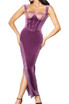 Lace Corset Maxi Velvet Dress Plum