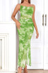 Draped Printed Maxi Dress Green