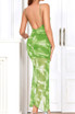 Draped Printed Maxi Dress Green