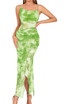 Draped Printed Maxi Dress Green