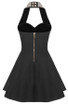 Halter Crystal Bustier A Line Dress Black