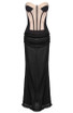 Strapless Corset Two Piece Maxi Dress Black Nude