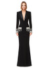 Long Sleeve Crystal Sequin Maxi Coat Dress Black