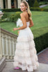 Strapless Feather Sequin Maxi Dress Ivory