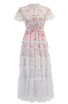 Short Sleeve Embroidered Flowal Maxi Dress White