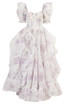 Puff Sleeve Floral Ruffle Maxi Dress White