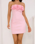 Strapless Rose Detail Dress Pink