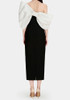Bow Bardot Midi Dress Black White