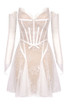 Long Sleeve Lace Corset A Line Dress White